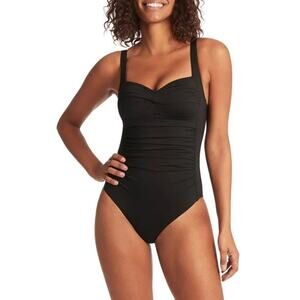 Sea Level Essentials Black Twist Front Multifit One Piece Swimsuit Size 14 NWT